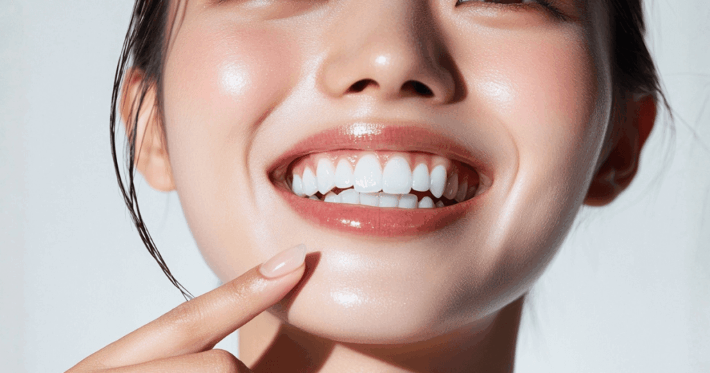 審美歯科と一般歯科の違いを解説するイメージの口元写真