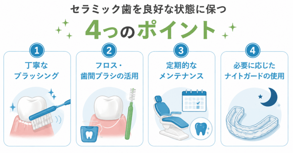 セラミック歯を長持ちさせる4つのポイント